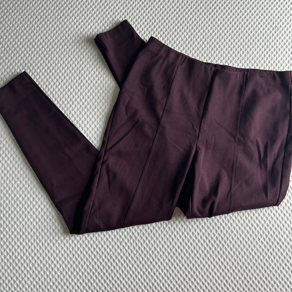 J. Jill Ponte Skinny Pants M Red Merlot Burgundy Leggings J.Jill Women's Pull On - Picture 2 of 6